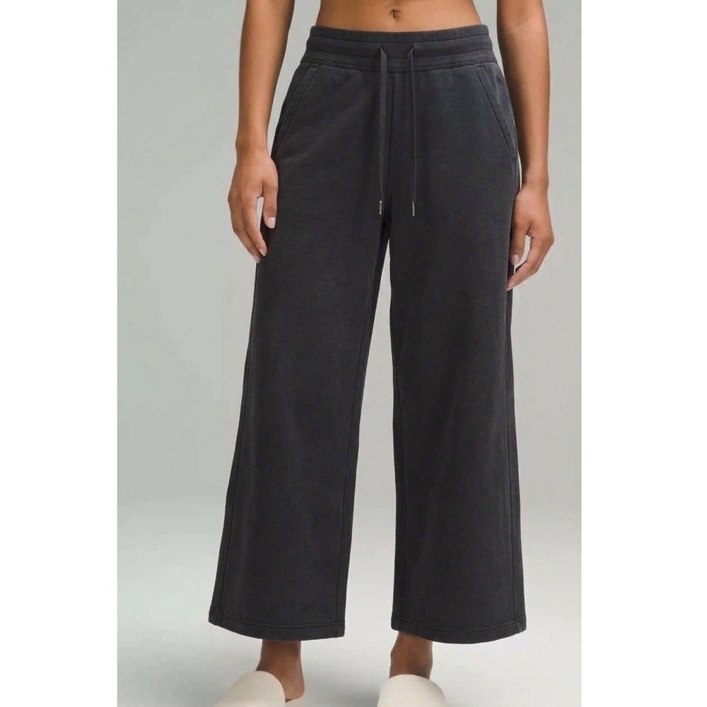 Lululemon Scuba Wide Leg High Rise Crop Pants Black LW5GZUS Women Size XL
